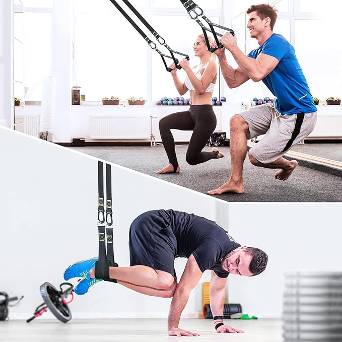 Rraining Kit, Workout Straps for Home, Adjustable Resistance Trainer with Handles, Door Anchor and Carrying Bag for Gym
