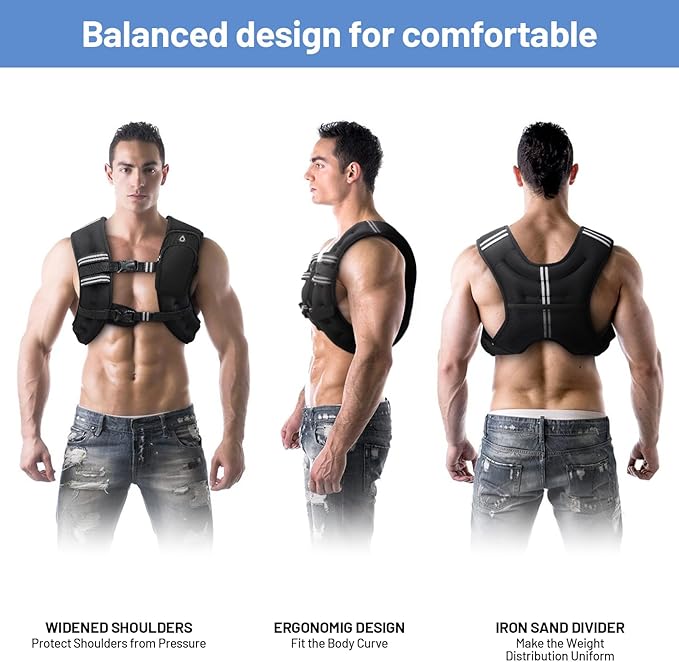 Weighted Vest 6 8 12 16 20lb with Reflective Stripe Adjustable Rucking Vest for Men Women Kid for Walking Running