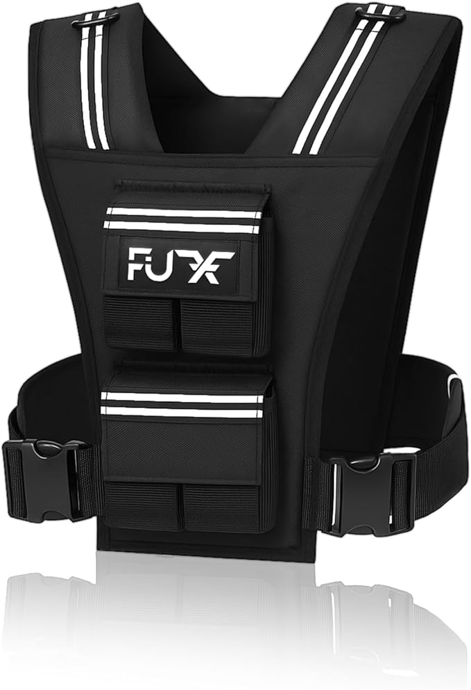 FUFF Adjustable Weighted Vest for Men,20lbs/30lbs/40lbs Vest for Strength Training,Weight Vest with Reflective Strip for Running Walking Exercise Workout