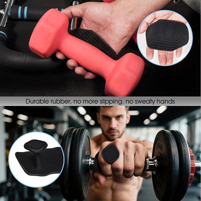2PCS Anti-Slip Gym Grips Fingerless Workout Gym Gloves, Ergonomic Workout Grip for Men Women Crosstraining Hand Palm Protection, Weight Lifting Grips for Bodybuilding, Deadlifts