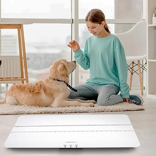 Digital Pet Scale 220lbs x10g Accuracy,Dog/Cat Animal Scales with 3 Weighing Units/Tare/Hold Function,Baby Scale for Pets,Tempered Glass Material,USB Charging,Large LED Platform Scale,White