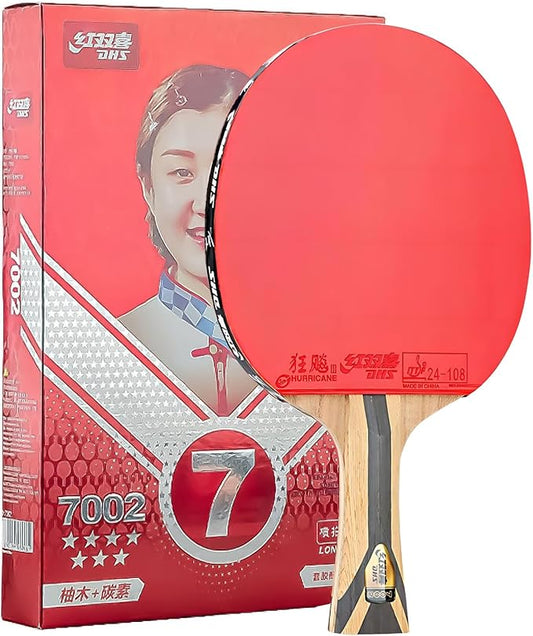 7002 Professional Ping Pong Paddles Carbon Fiber Table Tennis Rackets with 5 Wood 2 Aryslate Carbon Blade