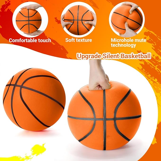 Silent Basketball, Dribble Dream Silent Basketball and Hoop Set, Foam Basketballs No Noise, Silent Ball Dribbling Indoor, Training Ball for Indoor Activities (No.5-25.3")