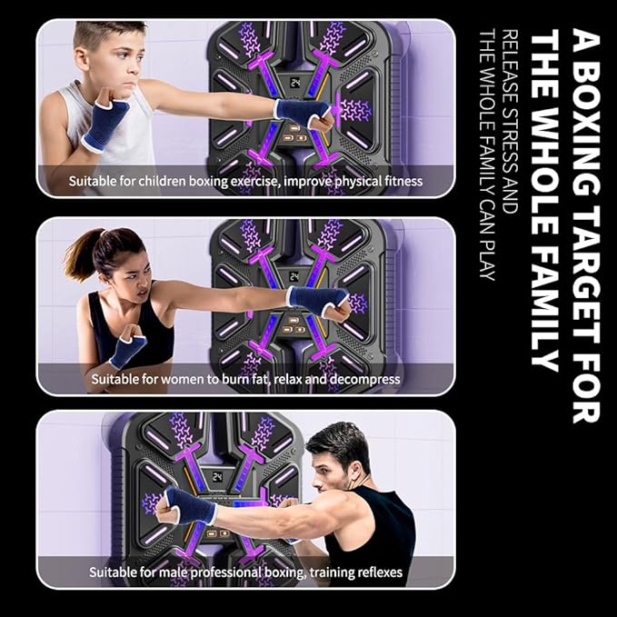 Music Boxing Machine With Gloves, Wall Mounted Intelligent Trainer for Kids, Game Equipment Workout Punching Machine for Teenagers Boys Girls Gifts