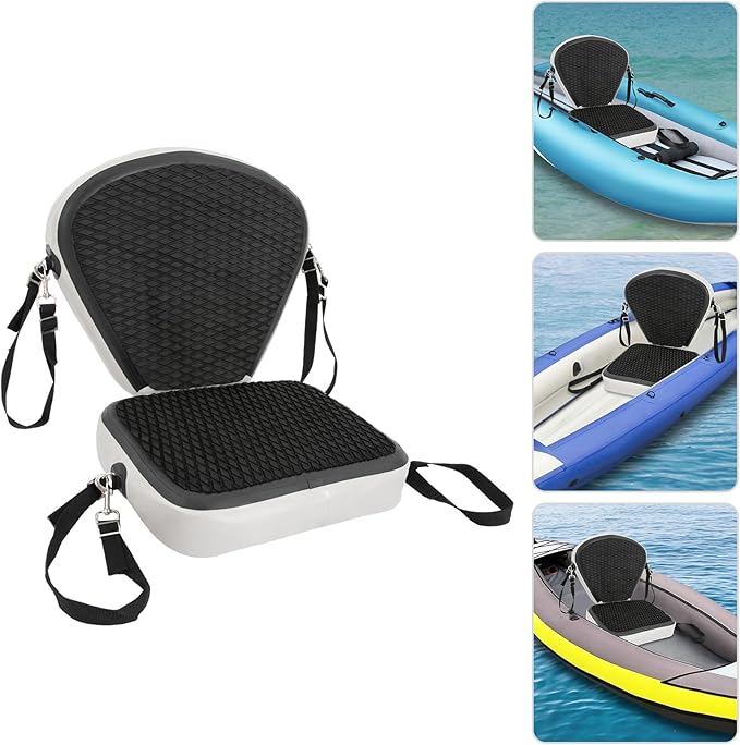 Thickened Kayak Seats with Back Support EVA Universal Paddle Board Seat with 4 Adjustable Straps Inflatable Valve Cover Sit On Top Cushioned Canoe Backrest Seat for SUP,Fishing Boat (Black)