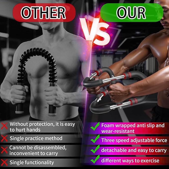 Twister Arm Trainer, Adjustable Chest Workout Equipment Upper Body Strength Training, Portable Power Twister Bar with Detachable Design, Arm Trainer, Home Gym & Travel Fitness Tool