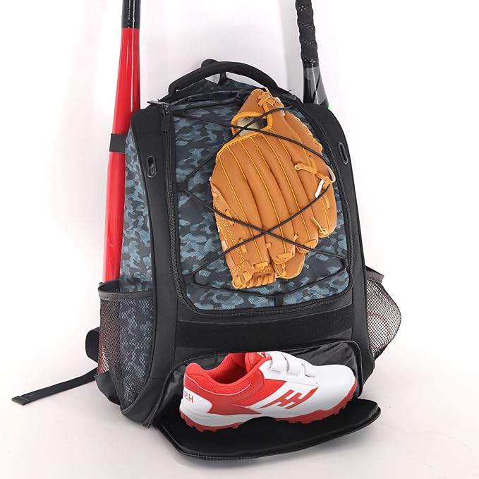 WOLT Youth Baseball Bag - Bat Backpack for Baseball, T-Ball & Softball Equipment & Gear, Bat & Glove Holder, Large Main Compartment for Helmet & accessories, Separate Shoes Compartment, Fence Hook
