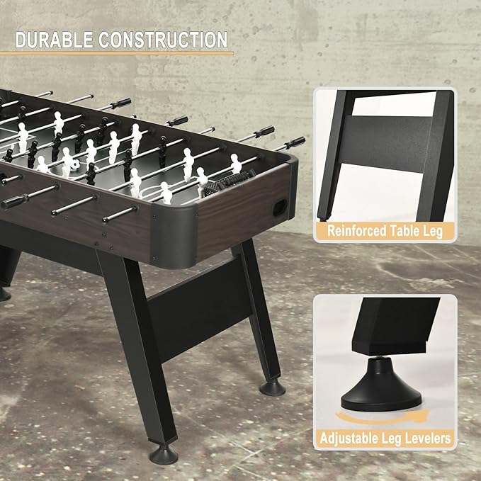 RAYKEE Foosball Table, 54" Soccer Games Table Competition Sized Wooden Table Soccer w/ 2 Balls for Adult Kids Youth Home, Game Room, Office, Party