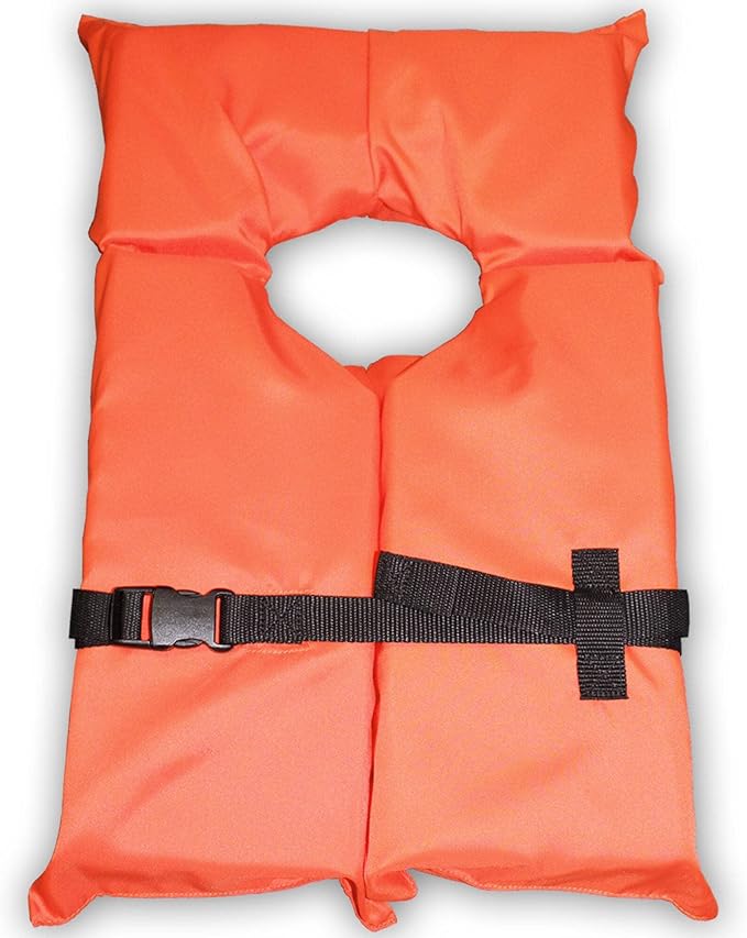 2 Pack Coast Guard Approved Life Jackets. High Visibility Color Type II Keyhole Life Vest in Classic May West Style. Compliance Flotation Device