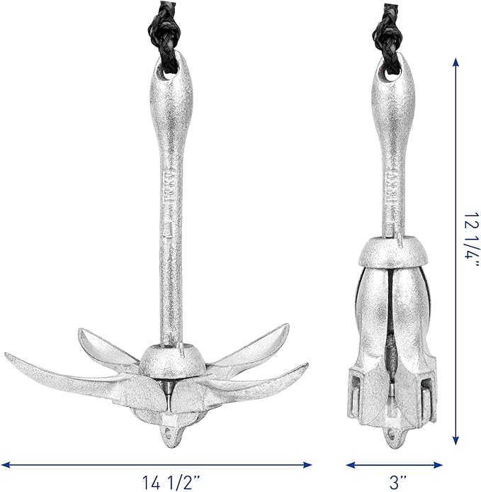 Young Marine Grapnel Anchor Kit for Small Boats, Kayaks, PWC, Jet Ski, Paddle Boards, etc. - 3.5 lbs