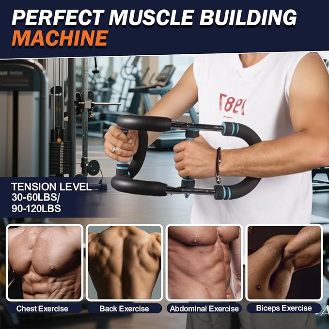 30-120lb Twister Arm Trainer,Adjustable Arm Chest Exerciser with 4 Resistance Springs for Men & Women Upper Body Workout,Detachable Power Twist Home Fitness Equipment