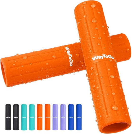 WayToGo Kayak Paddle Grips, Non-Slip Paddle Grips for Kayaking, Soft Silicone Wraps Blister Prevention Kayak Paddle Board Accessories for Take-Apart Paddles, 2 Pack