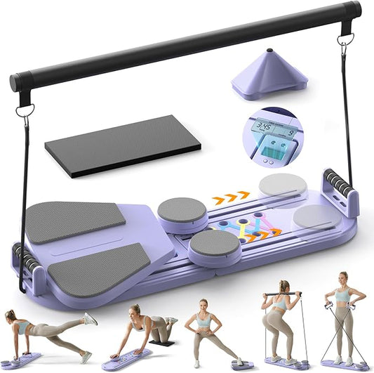 Pilates Board,Pilates Reformer Sets, Multifunctional Abdominal Pilates Board for Home Workout Equipment, Portable Foldable Ab Board Trainer Pilates Exercise Machine,Pilates Board for Women