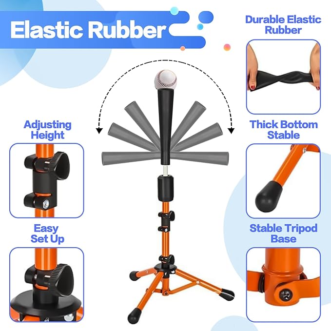 Adjustable Baseball Hitting Tee for Softball - Youth T-Ball Stand Ages 3-12 with Tool-Free Height, Multi-Surface Stability, Durable Baseball Training Equipment