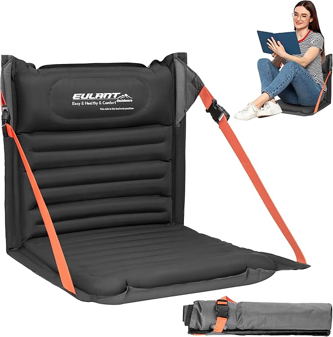 EULANT Lightweight Inflatable Folding Seats for Camping Chair with Back Support and Adjustable Straps,Foldable Bleacher Chairsfor Camping Hiking Sporting Events and Park