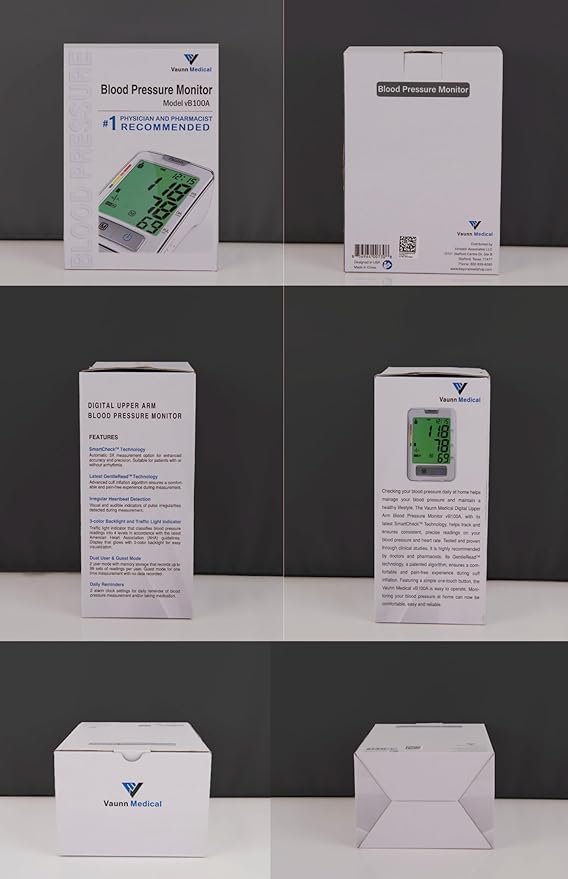 FSA/HSA Eligible, Vaunn Medical Automatic Upper Arm Blood Pressure Monitor, Large Arm Cuff 12.6" - 20.5"