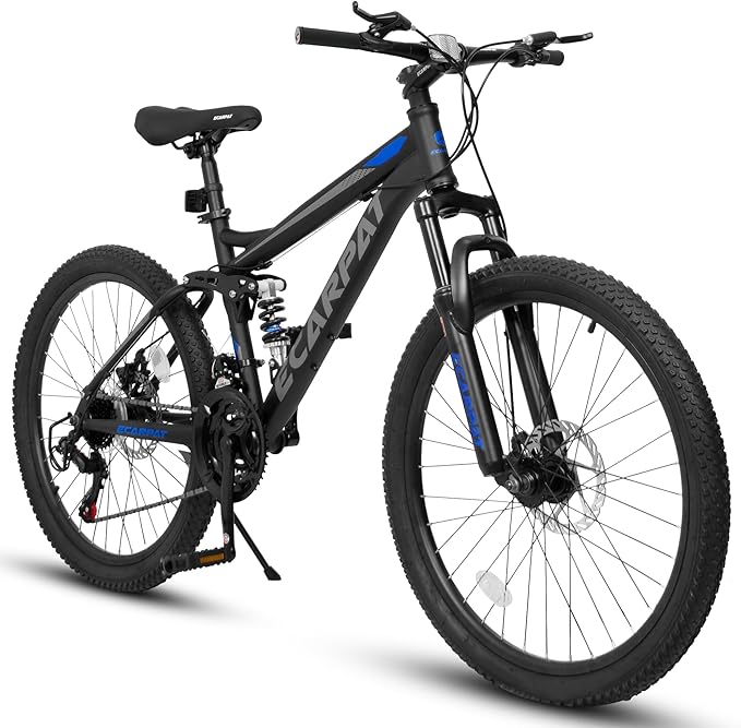 Trail-Ready 24 Inch Mountain Bike, 21-Speed Drivetrain with Gear Indicator Lever, Durable High Carbon Steel Frame, Ideal for Off-Road Exploration
