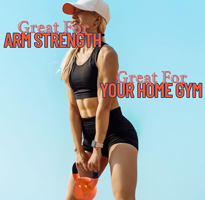 BESEA Orange Vinyl Coated Kettlebell 20~45LBS, Wide Grip Handle, Stable Flat Base, Strength Training, Durable kettle bells