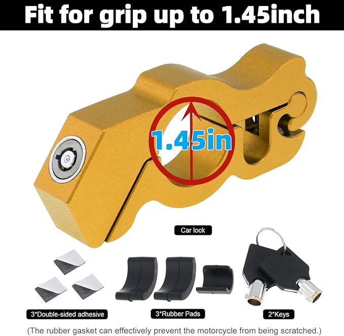 Windance Motorcycle Handlebar Lock Anti Theft Heavy Duty Brake Lever Parking Security Lock for Mopeds Motorbike Bike ATV (Yellow)