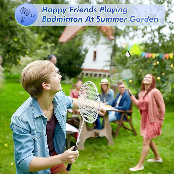 20 Pcs Badminton Rackets Set with 24 Shuttlecocks and 6 Carrying Bags, Sturdy Lightweight Badminton Rackets Racquet for Adults Beginners Indoor Outdoor Backyards
