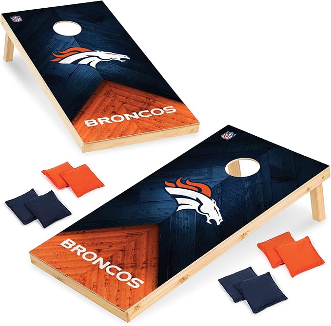 Wild Sports NFL Football 2' x 4' Regulation Size Solid Wood Cornhole Set with Direct Print HD Team Graphics Great Gift for Any Football Fan! Bean Bag Toss Family Outdoor Game