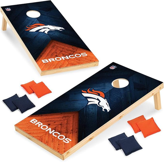 Wild Sports NFL Football 2' x 4' Regulation Size Solid Wood Cornhole Set with Direct Print HD Team Graphics Great Gift for Any Football Fan! Bean Bag Toss Family Outdoor Game