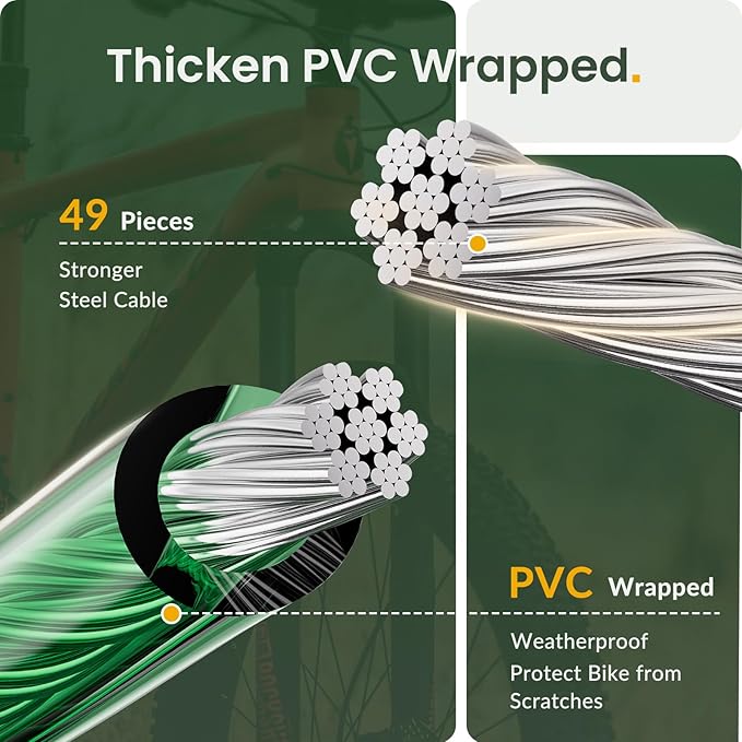 Titanker Bike Lock Cable, 4 Feet Bike Cable Lock Basic Self Coiling Kids Bike Lock Combination with Complimentary Mounting Bracket, 5/16 Inch Diameter (4FT, Green-8mm)