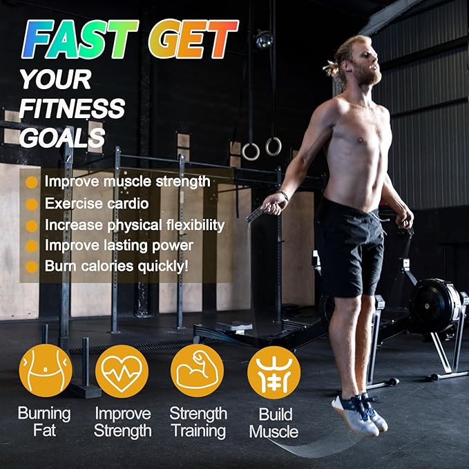 Jump Rope for Women Men Kids, Adjustable Skipping Rope with Ball Bearings, Professional Jumping Rope with Foam Handles, Tangle-Free Rapid Speed Jump Ropes for Fitness Workout Boxing Exercise