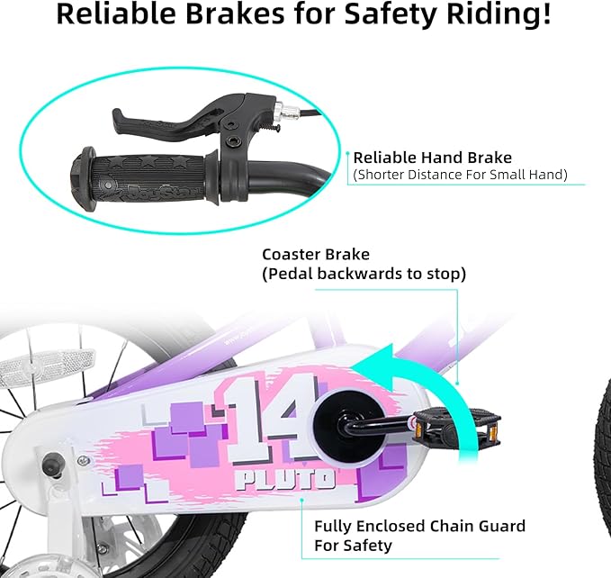 JOYSTAR Pluto 12 14 16 18 20 Inch Kids Bike with Light Up Training Wheels, Kids' Bicycle for Boys Girls Age 3-12 Years, Children Bikes, Multiple Colors