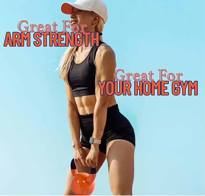 BESEA Orange Vinyl Coated Kettlebell 20~45LBS, Wide Grip Handle, Stable Flat Base, Strength Training, Durable kettle bells