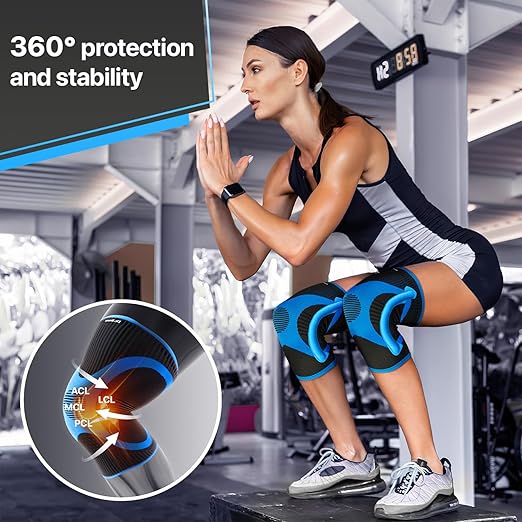 DR. BRACE ELITE Knee Brace with Size Stabilizer (2 Pack) Knee Brace for Women & Men, Workout, Sports, Daily Knee Compression Sleeve for Maximum Knee Pain Support & Fast Recovery (Neptune, X-Large) 2