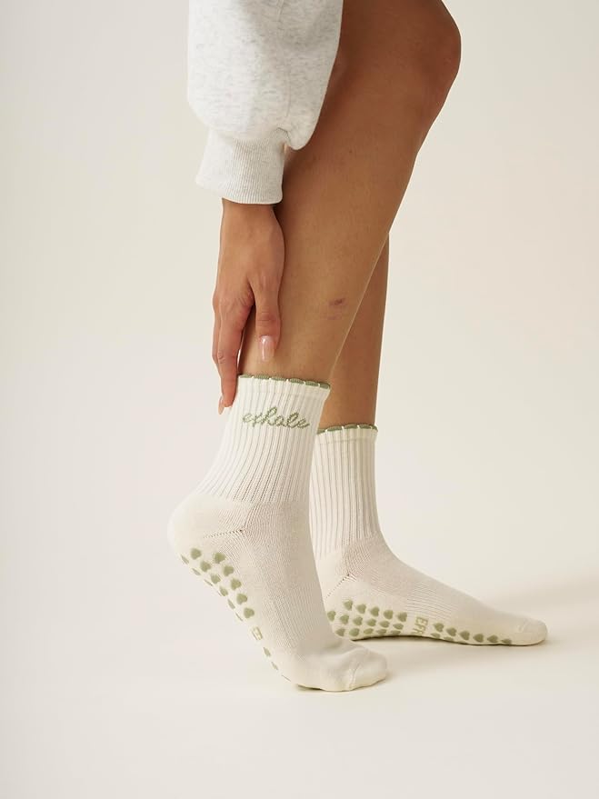 Crew Half Calf Grip Socks, Cutest Fruits Pilates Socks, Ruffle socks, Non-Slip, Barre Yoga Fitness