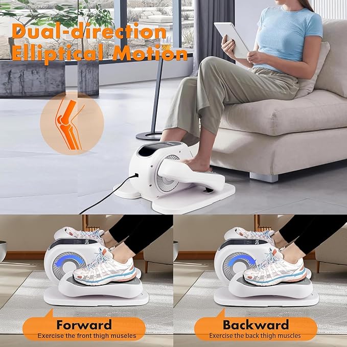 Zakle Under Desk Elliptical Machine, Electric Elliptical Training Machine w/Remote Control, 12 Speed Levels, Quiet Seated Pedal Exerciser for Home Office