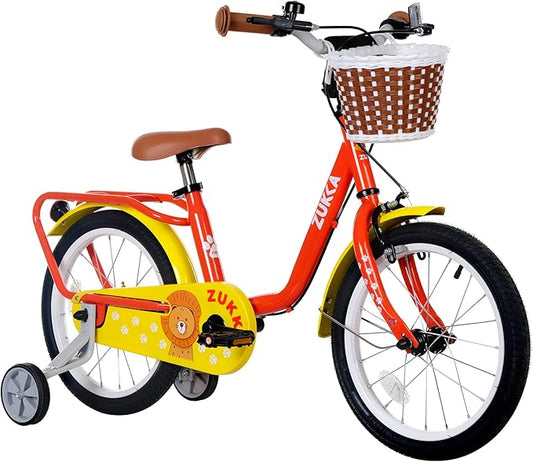 Kids Bike 16 inch Boys Girls Ages 4-7 Years Old Cruiser Bicycle with Woven Basket Single Speed for Youth Caliper Brake Band Brake Rear Rack Included Multiple Colors