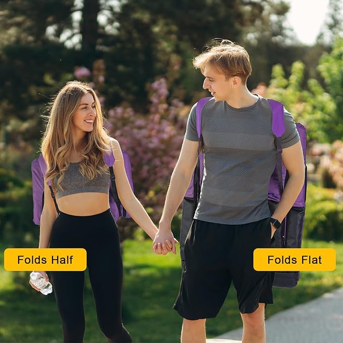 Extra Wide Stadium Seats With Back Support 2 Pack, Exclusive New Bleacher Chairs With Back and Cushion Folding Stadium Chairs, 6 Reclining Positions Waterproof Bleacher Seats (Extra Wide|25" Purple)