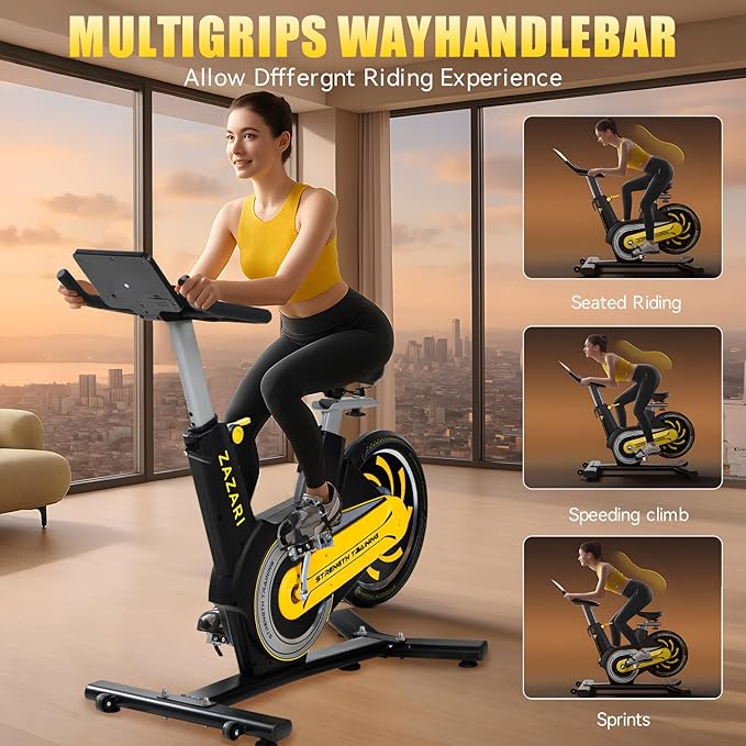 Magnetic Exercise Bike, 350 lbs Weight Capacity, Indoor Cycling Bike Stationary with Multi-Grip Handlebar, Comfortable Seat, Silent Belt Drive, Rear Flywheel & Tablet Holder