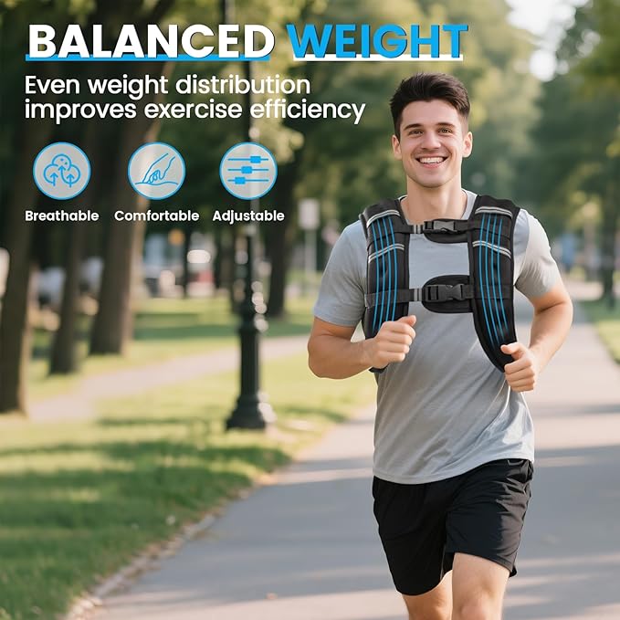 Weighted Vest, 6lb/8lb/12lb/16lb/20lb/30lb for Men, Women with Reflective Stripe, Weight Vests Adjustable for Workout, Strength Training, Running, Fitness, Muscle Building, Weight Loss