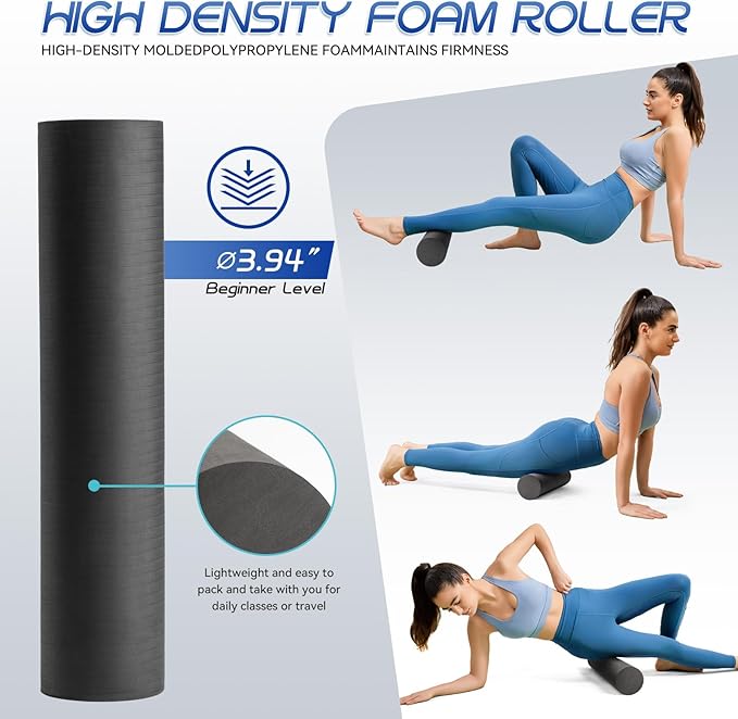 Foam Roller High Density Foam Roller Set for Deep Tissue Muscle Massage, 18" Trigger Point Fitness Exercise Massage Roller Self-Myofascial Release for Whole Body (Orange)