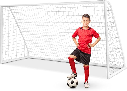 GYMAX Soccer Goal, Soccer Goals for Backyard with All Weather Net, Ground Stake & Zip Ties, Easy Assembly Folding Soccer Frame and Net for Kids School Club Training Practice
