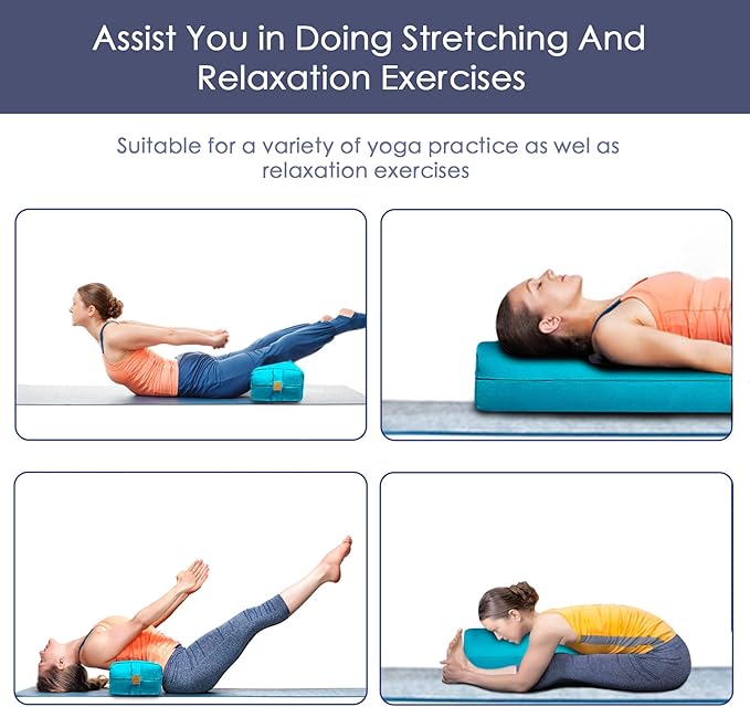 Comfortable Rectangular Yoga Bolster - 26x10.5x5.5in Meditation Supportive Pillow - 100% Cotton