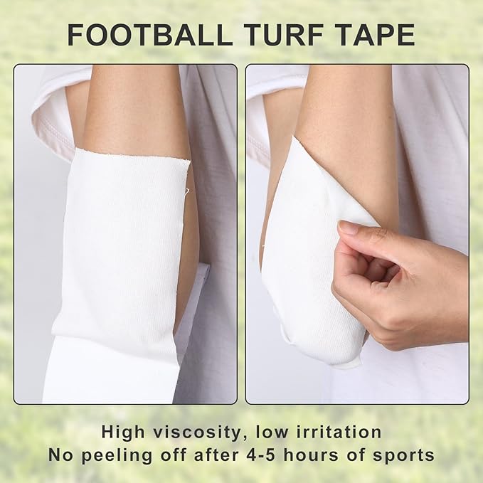 2 Rolls Football Turf Tape, 4 in X 10.9 Yd Extra Wide White Black Turf Tape Football, Flexible, Breathable, Easy to Cut Kinesiology Tape, Athletic Arm Tape Protect Elbows from Turf Burn(Black,White)