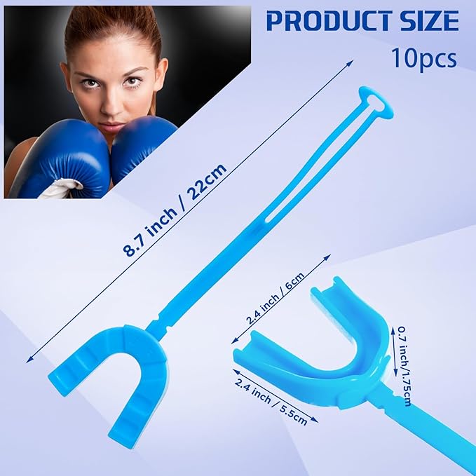 Dunzy 10 Pcs Strapped Mouth Guard Sports Mouthguard with Strap No Boiling Mouthguard Adult Youth Football Mouthpiece Mouth Protector for Boxing Basketball Lacrosse