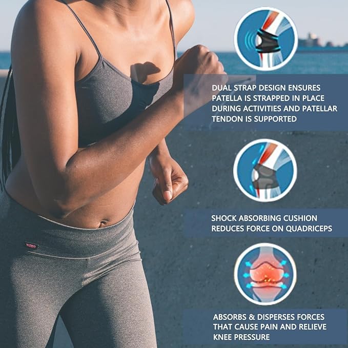 Knee Brace for Women Men Adjustable Knee Support with Side Stabilizers Patella Knee Brace with Patella Gel Pads for Meniscus Tear Knee Pain Arthritis Pain Injury Recoverys Running Workout