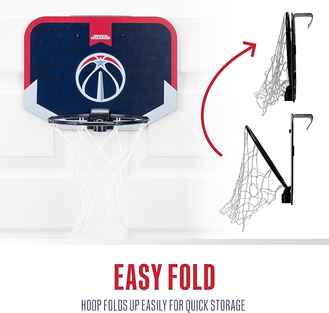 Franklin Sports NBA Team Over The Door Basketball Hoop - Kids Indoor Mini Basketball Hoop with Basketball - NBA Fan Shop Mini Hoop for Bedroom & Office