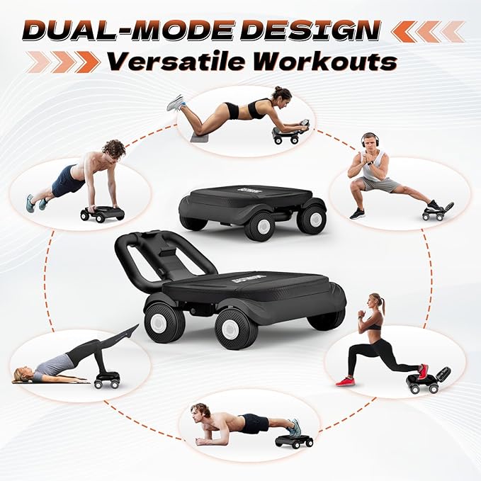 EAST MOUNT Ab Roller Wheel - Ab Roller with Elbow Support for Core Workout Belly Fat Automatic Rebound Abdominal Wheel for Women Men Home Gym Equipment