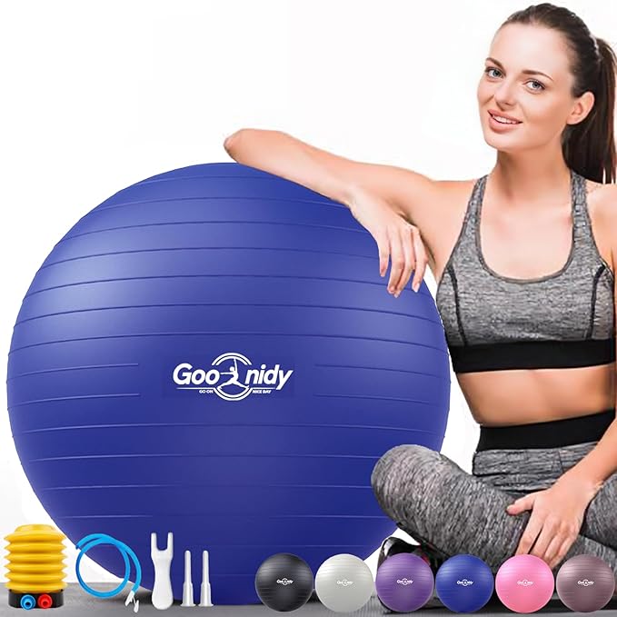 Soft Exercise ball, Anti-Burst Yoga Ball Chair Supports 2200lbs, Workout Equipment w/ Pump for Pregnancy Medicine Birthing Physical Therapy Stability Excersing Birth Swiss Fitness Gym Physio Labor Abs