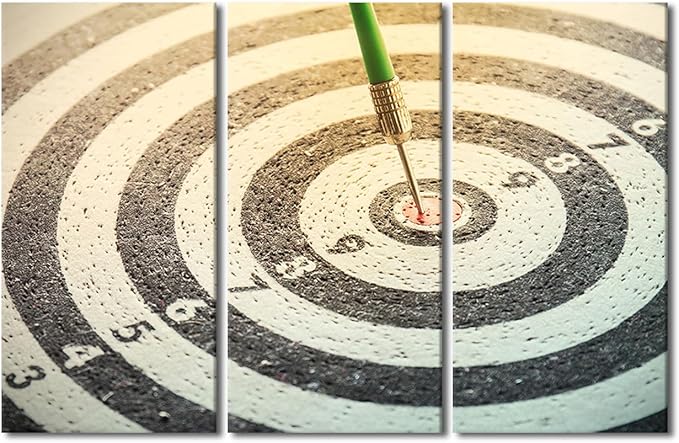 3 Panels Wall Art Dartboard Painting Print On Canvas Classical Sport Equipment Pictures Canvas Wall Art for Bedroom Office Home Decor Modern Artwork Paintings Stretched Frame Ready to Hang, 40"Wx60"H