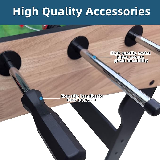 Foosball Table, 52.75'' Home Arcade Table Soccer with 4 Balls and Manual Scorer, Competition Foosball Table Set for Family Game Room, Adult Rrec Room, Basements or Bar
