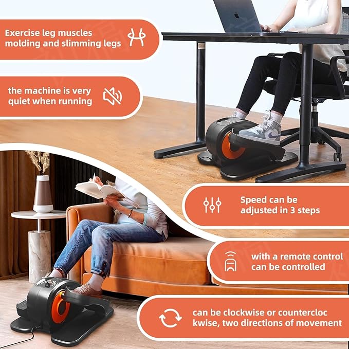 ESL Under Desk Elliptical - Portable Leg Exerciser for Seniors, Compact Seated Elliptical with Remote Control, LCD Display Electric Elliptical Trainers