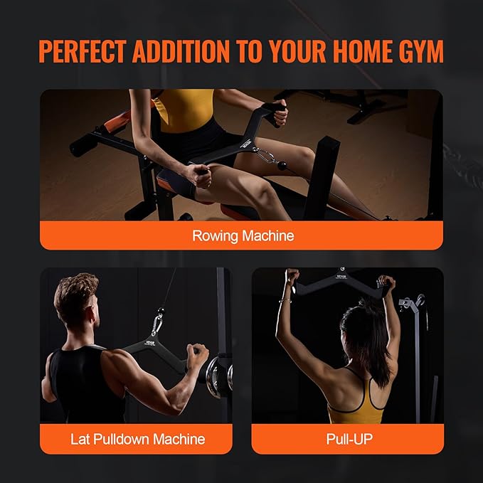 VEVOR LAT Pulldown Attachments, Cable Machine Rowing T-bar V-bar Tricep Pull Down Bar, Back Strength Training Rubber Coated Handle Grip, Bicep Curl Tricep LAT Pulldown Bar for Home Gym Fitness
